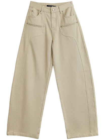 Split Wide Leg Jeans Loose Casual Denim Workwear Loran