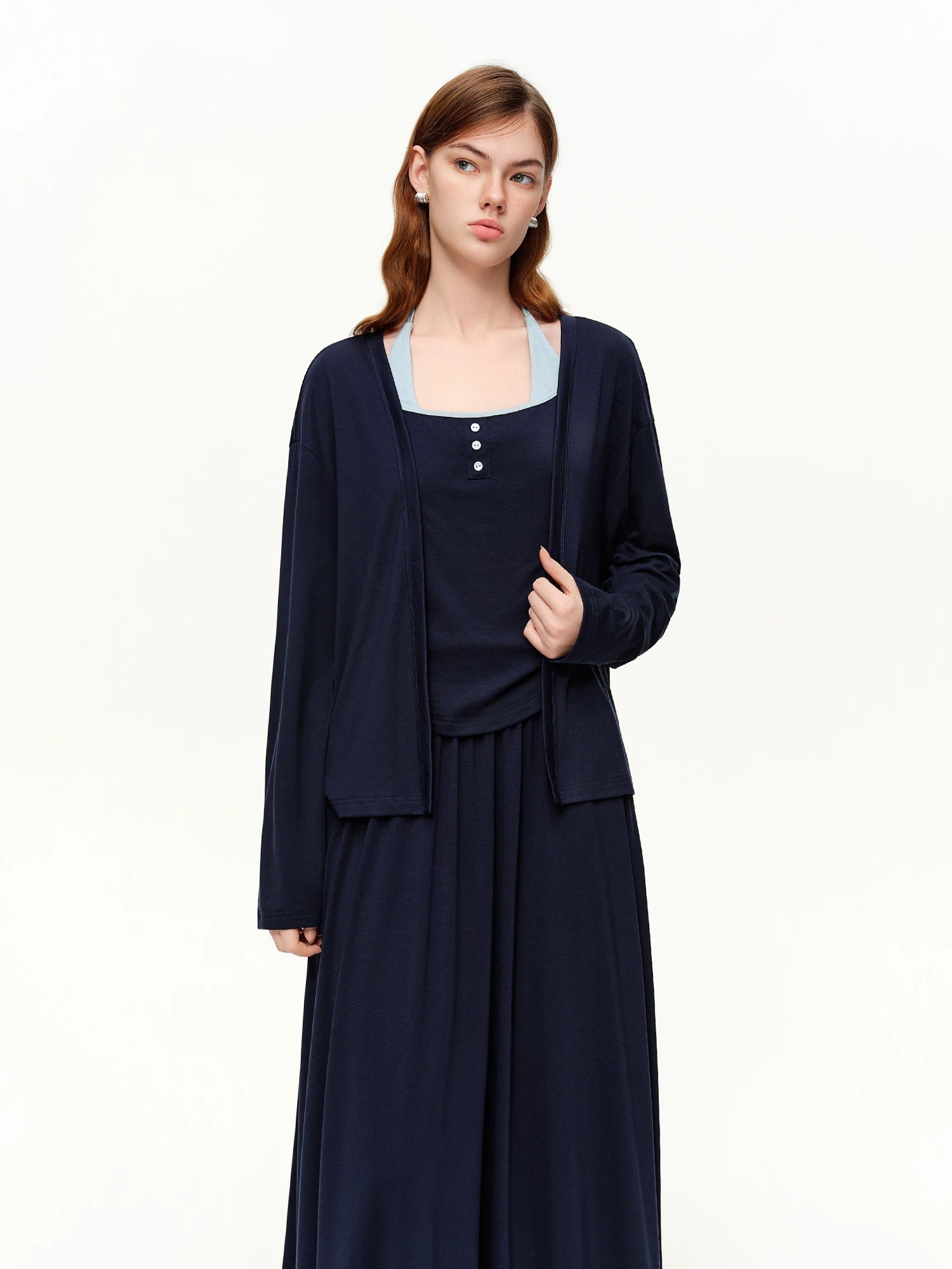 Spring 3-Piece Casual Skirt Suit Women's Color-Block Set Loran