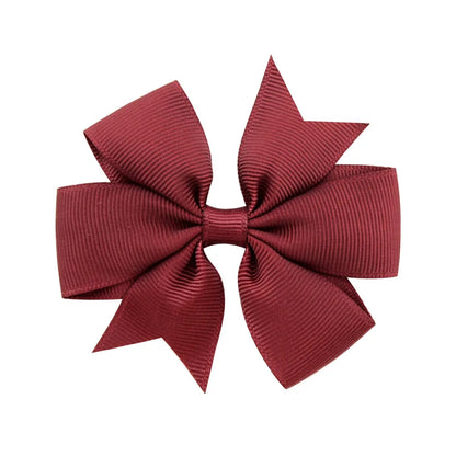 Solid Color Grosgrain Ribbon Hair Bow Clips for Girls