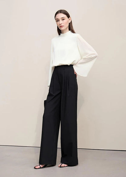 Amii Women's Blouse 2026 Spring New Elegant Commuter Mixed Fabric Panel Chiffon Shirt Loose Long Sleeve Tops For Woman 12651018 Loran