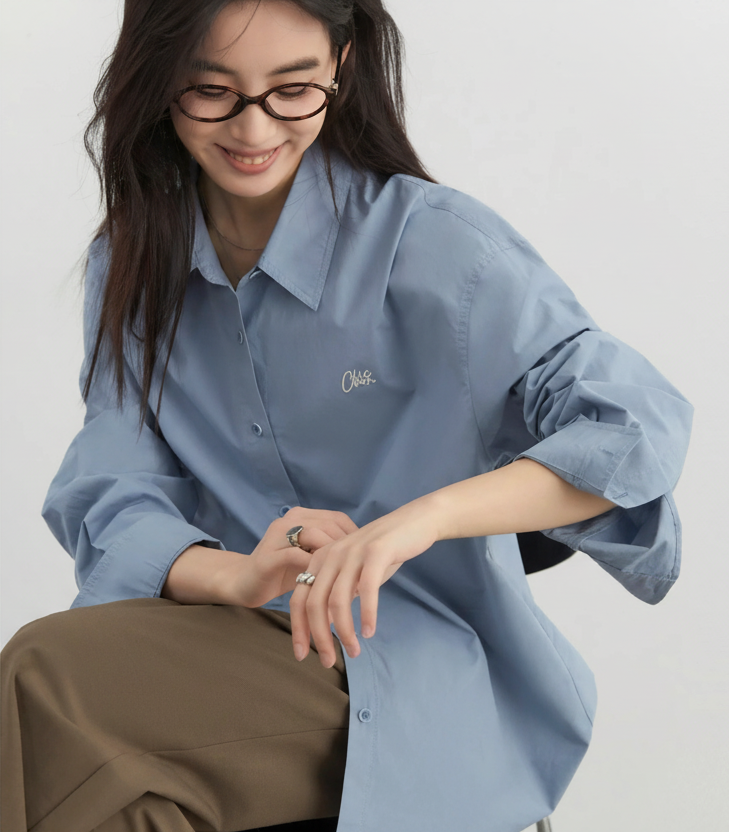 CHIC VEN Korean Women Shirts Loose Casual Long-sleeved Blue Shirt Single Breasted Cotton Female Blouses Spring Summer 2025 Loran