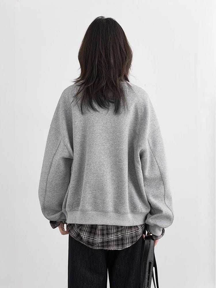 Color-Block Embroidered Sweatshirt Autumn Pullover Loran