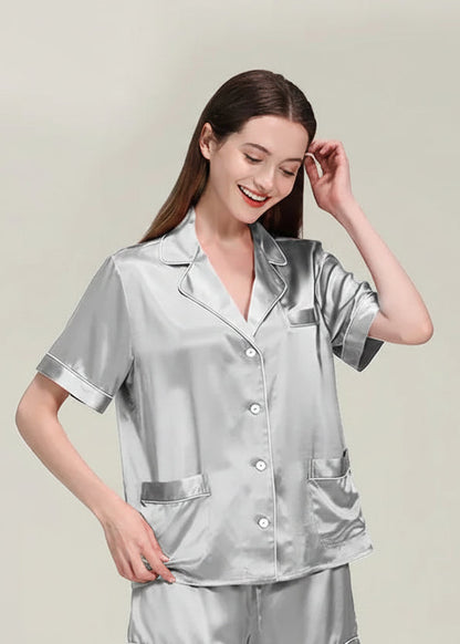 Plus Size Deconstructivist Real Silk Pajamas 2-Piece Set Loran