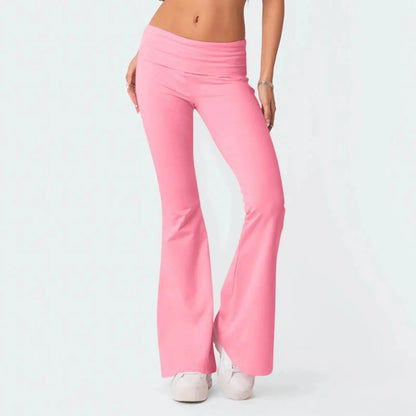 Solid Slim-Fit Flare Trousers - Loran