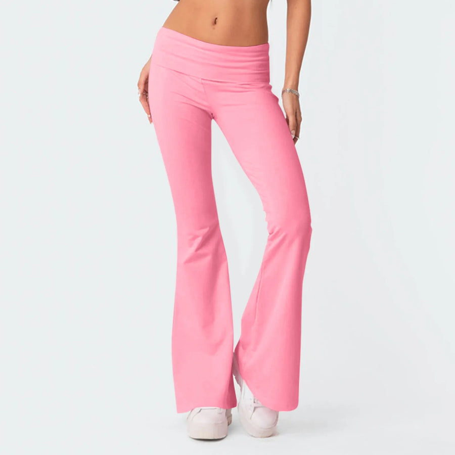 Solid Slim-Fit Flare Trousers