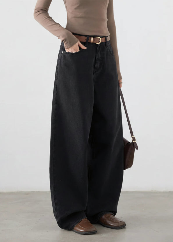 CHIC VEN Korean Women Plus Jeans New Casual Retro Wide Legs Denim Pants Slim Female Trousers Spring Autumn 2025 Loran