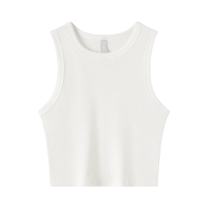 Semir Vest Women Short Style Skinny Round-neck Simple 2024 Spring New Solid Color Top Versatile Loran