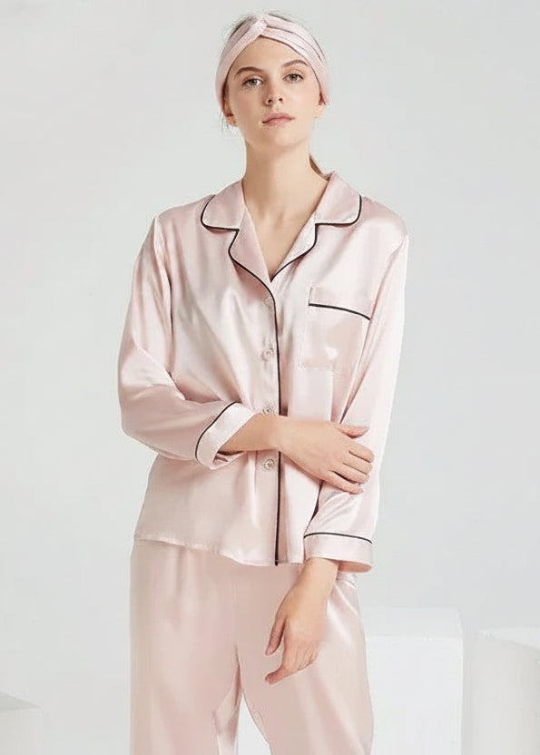 Fimtairah 22MM 6A 100% Silk Pajama Sets Women Nightclothes Noble Pyjamas Mujer Nighty Sexy Red Women Nightshirt Pijama Loran