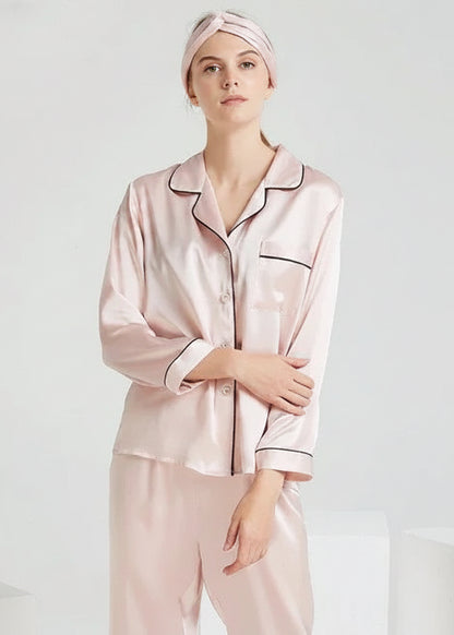 Fimtairah 22MM 6A 100% Silk Pajama Sets Women Nightclothes Noble Pyjamas Mujer Nighty Sexy Red Women Nightshirt Pijama Loran