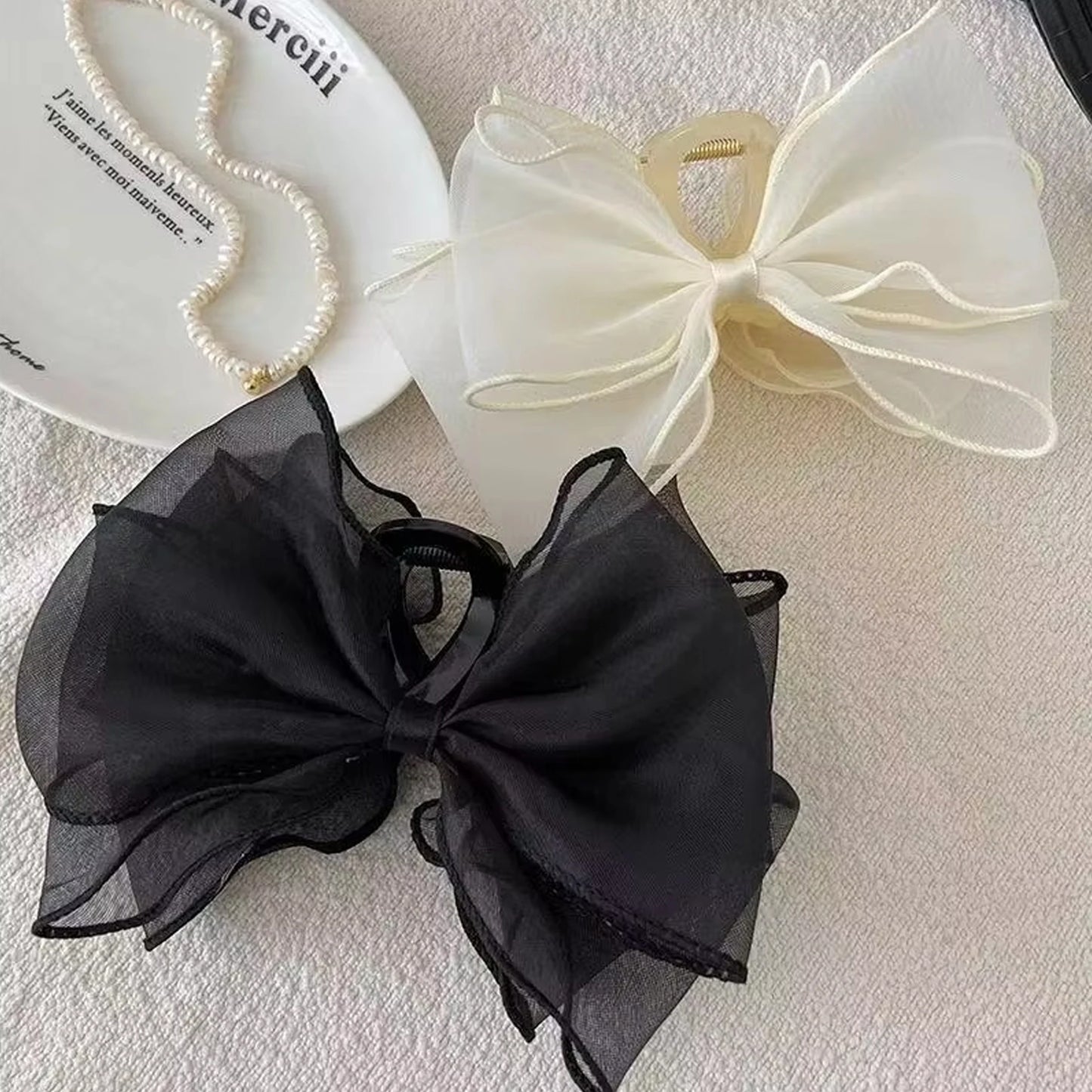 Sweet Reversible Bow Large Hair Claw Versatile Accessory