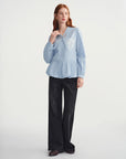Women's Plus-Size Relaxed Winter Shirt with Lace Collar & Patch Pocket
