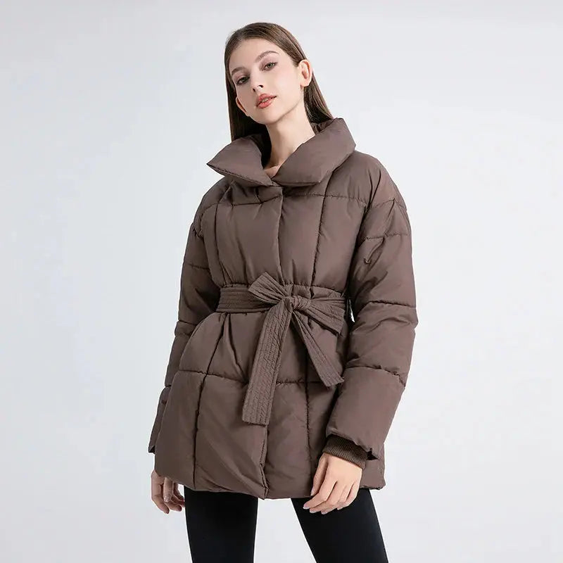 Turn-Down Collar Belted Parka - Loran