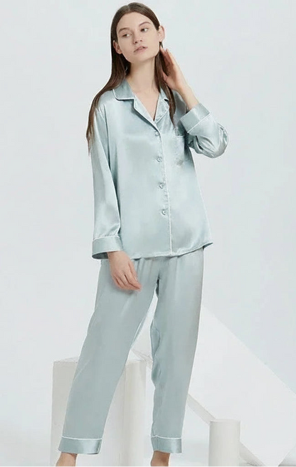 Fimtairah 22MM 6A 100% Silk Pajama Sets Women Nightclothes Noble Pyjamas Mujer Nighty Sexy Red Women Nightshirt Pijama Loran