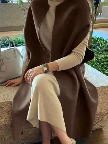 Elegant Vintage Wool Blend Batwing Coat for Women - Loran