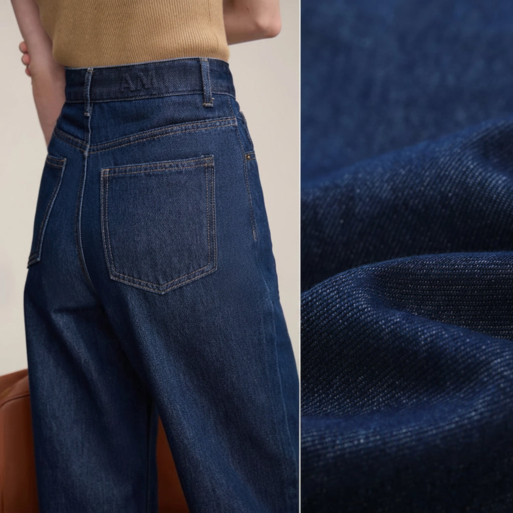 Amii Women's Jeans 2026 Spring New Casual Letter Embossed Cotton Denim Trousers Women's Retro Versatile Straight Pants 12641115 Loran