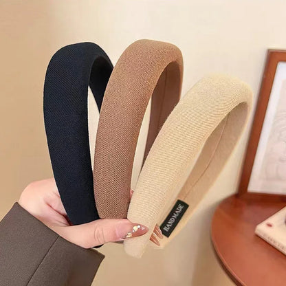 Solid Color Wide Sponge Headband for Women