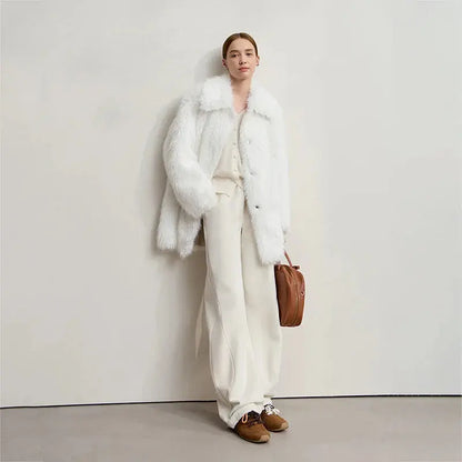 Women's Loose-Fit Turn-Down Collar Coat - Loran