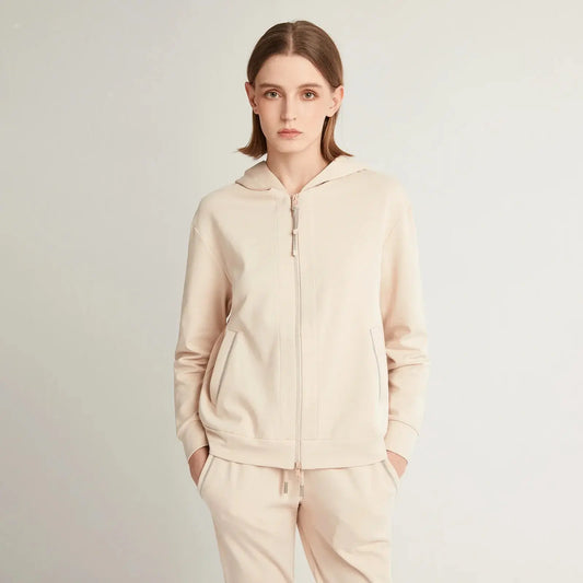 High Quality Cotton Cropped Zip Hoodie for Women - Loran