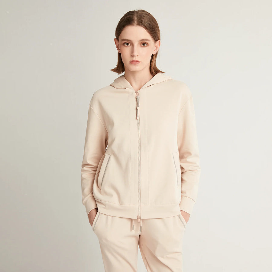 High Quality Cotton Cropped Zip Hoodie for Women