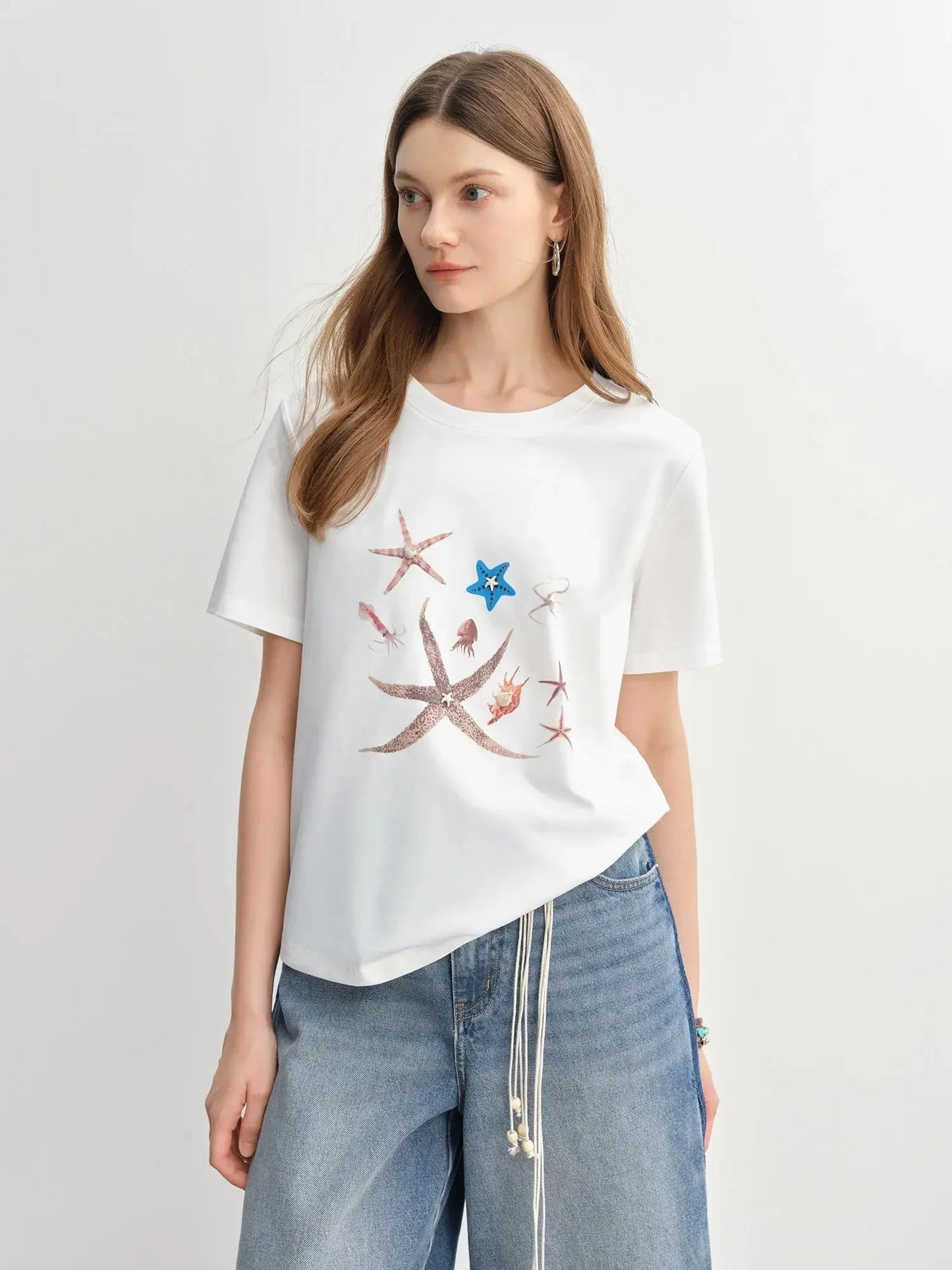 Women's Nautical Print Shell Tee Slim Fit LORAN STORE