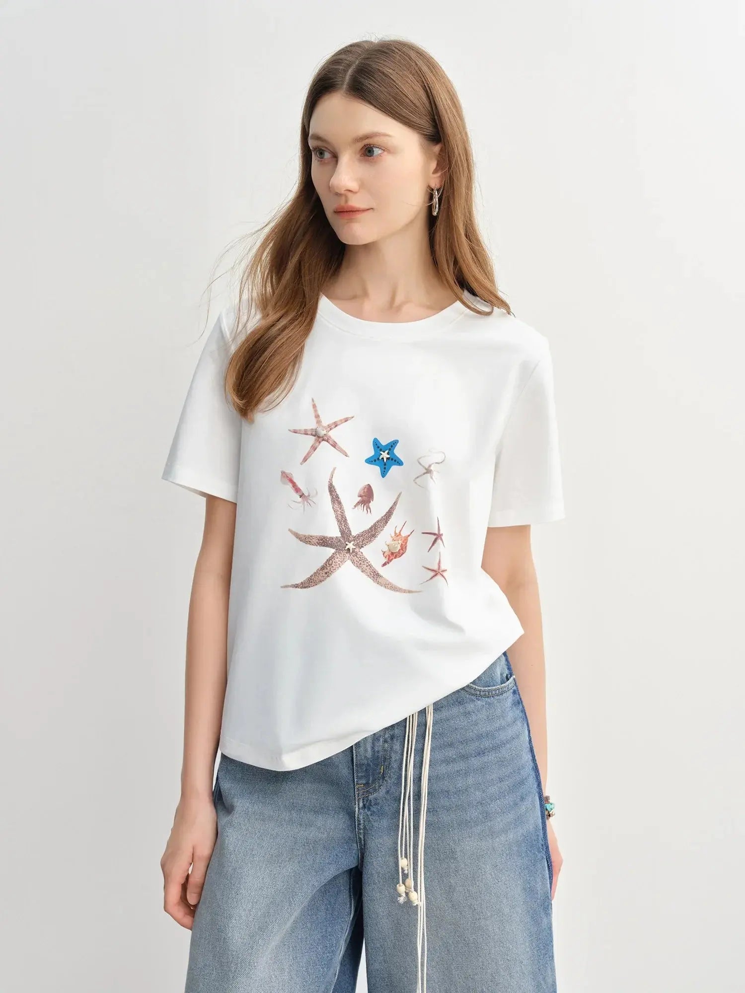 Women's Nautical Print Shell Tee Slim Fit LORAN STORE