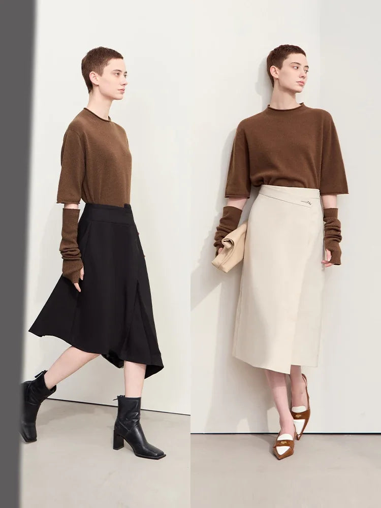Amii Minimalism Sweaters For Women 2025 Autumn New Wool With Sleeve Mlock Neck Pullovers Versatile Lady Knitwear Jumper 12453055 Loran