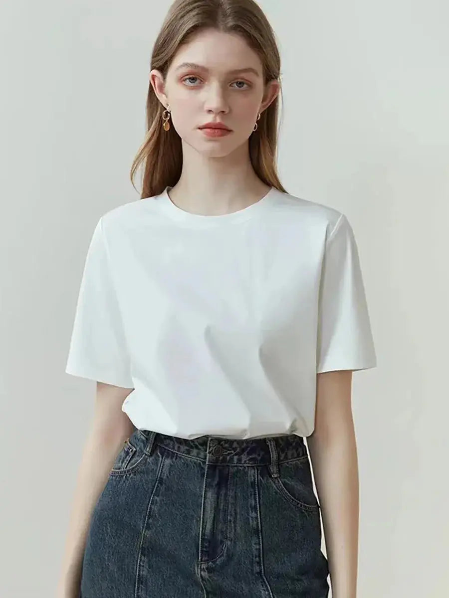 Casual Loose Cotton T-Shirt for Women - Loran