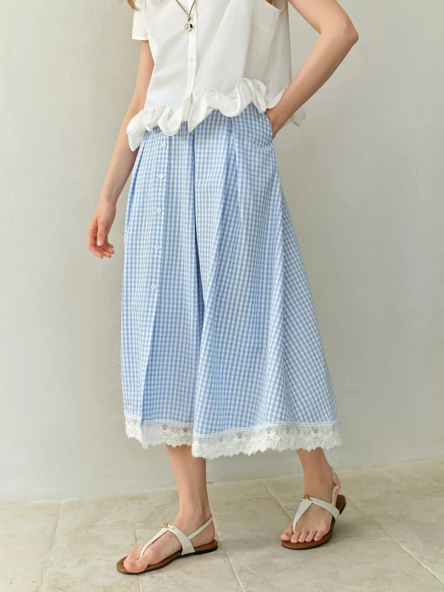 Plus Size Checkered Summer Skirt LORAN STORE