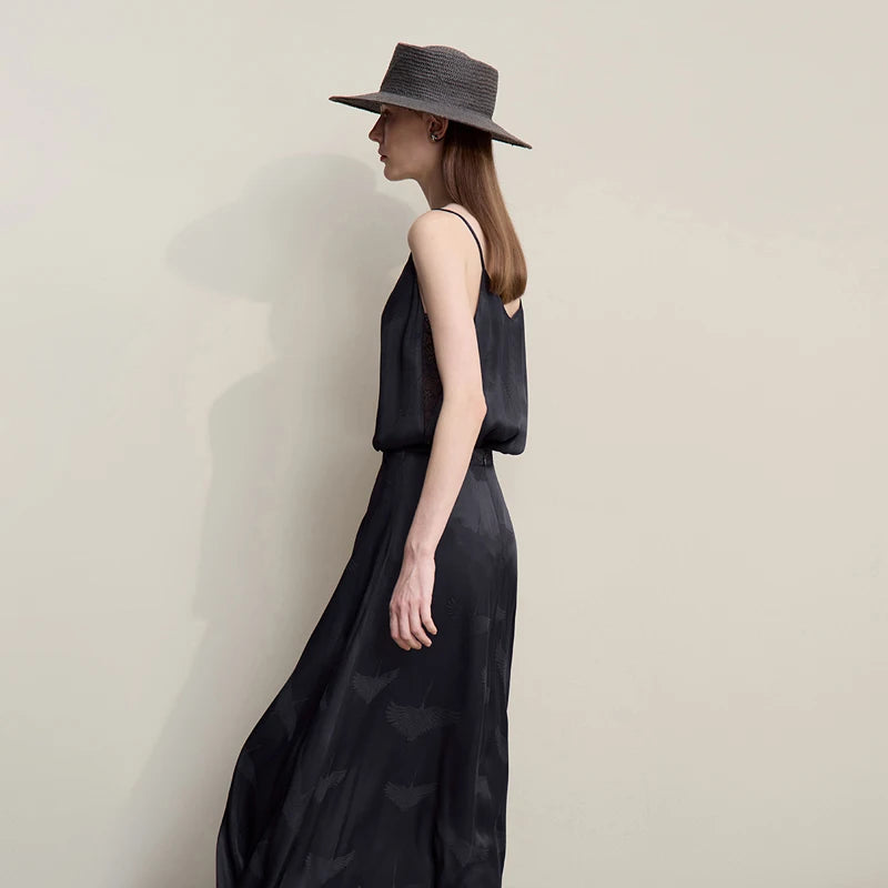 Elegant Chinese Style Jacquard Lace Sling Vest