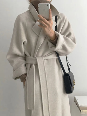 Long Woolen Casual Loose Chic Coat Women - 3IN SMART Shop  #