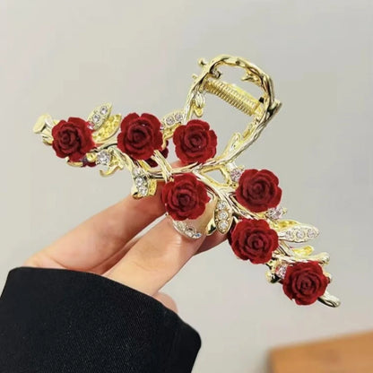 Elegant Rose Metal Hair Claw Clip for Updos