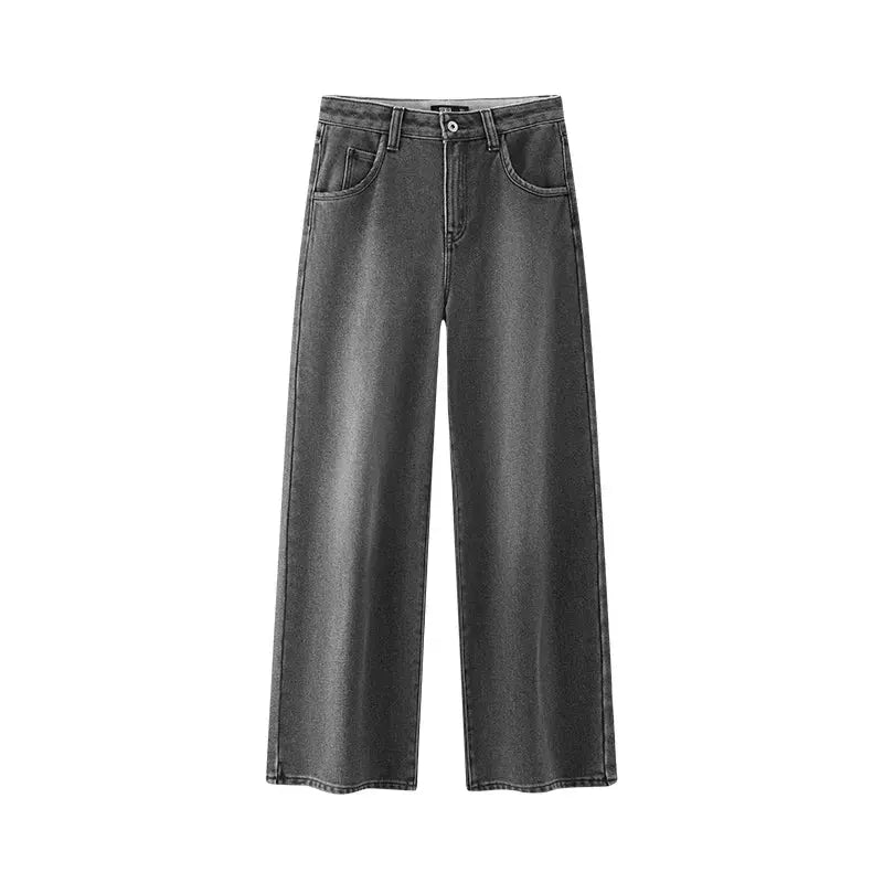 High Waist Fleece Lined Wide Leg Jeans Loran