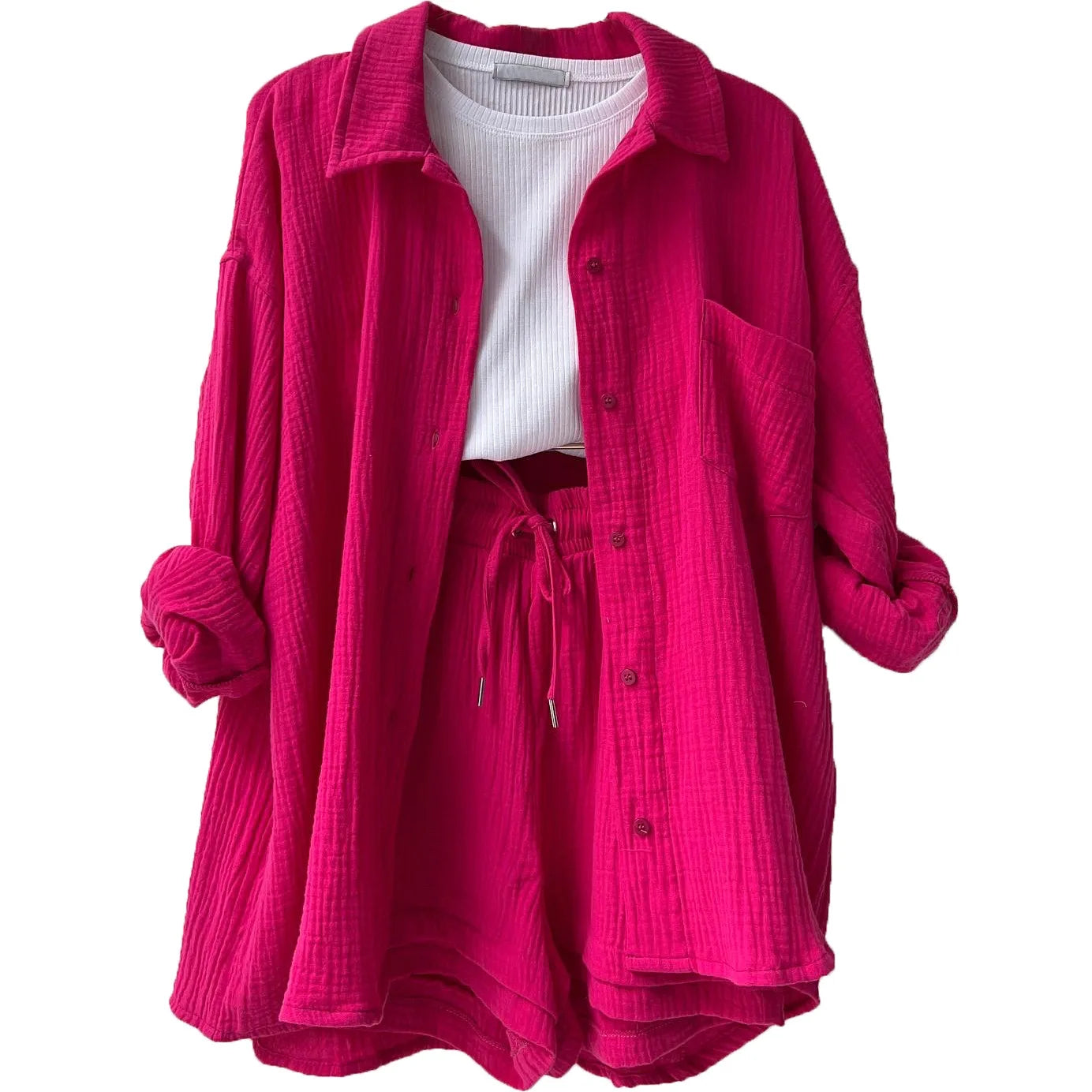 Women’s 2-Piece Cotton Gauze Pajama Set Summer Sleepwear Loran
