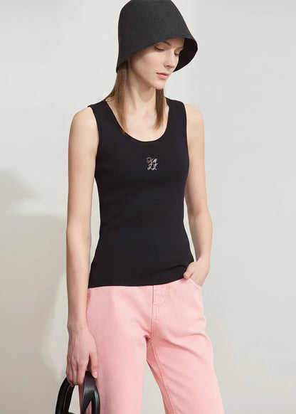 AMII Minimalist Autumn Casual Sweaters for Women 2025 Print U Neck Sleeveless Vest Female New Fashion Knit Slim Tops 12542009 Loran