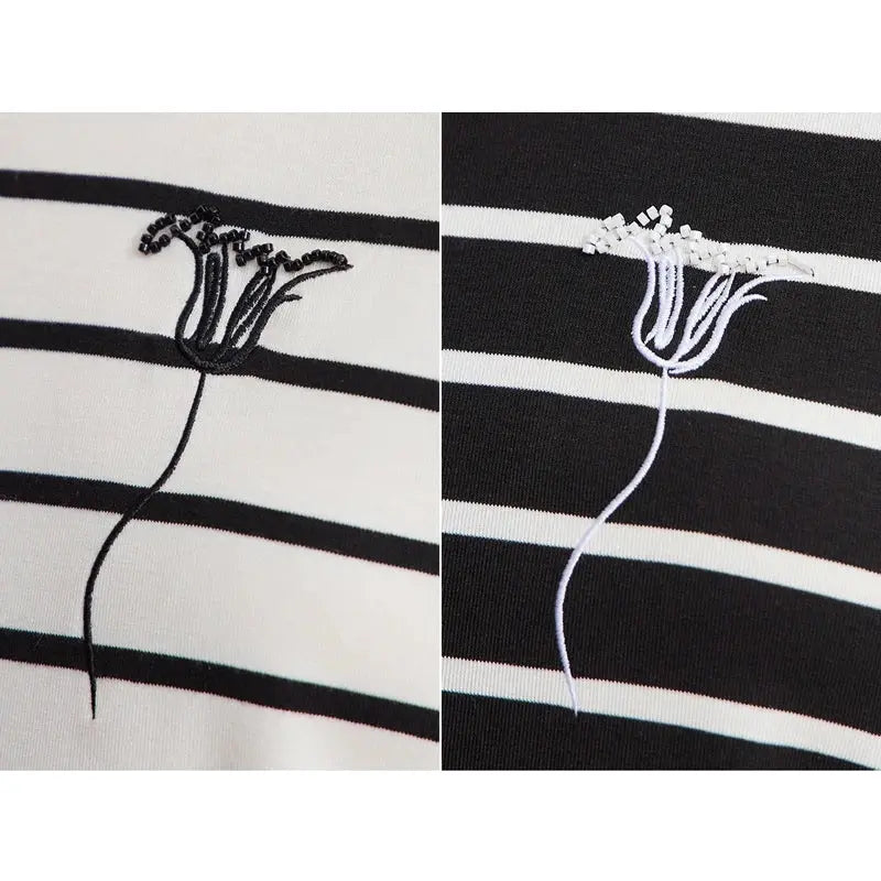 Women's Striped Long-Sleeve Knit T-Shirt - Loran