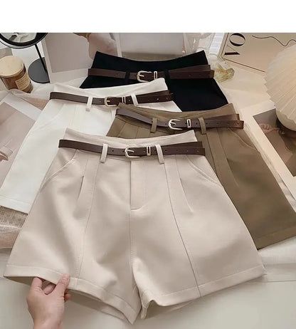 Vintage-Inspired Solid High-Waist A-Line Shorts - Loran