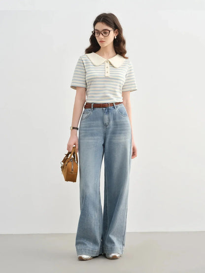 Plus Size Striped Short-Sleeved Top LORAN STORE