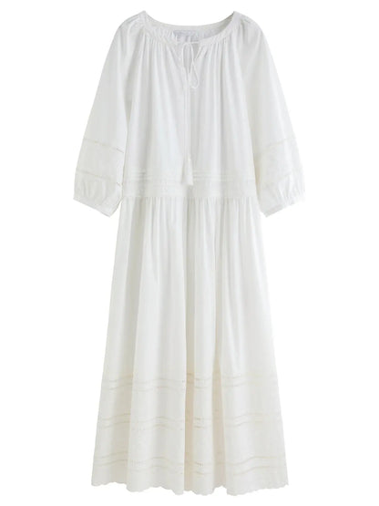 Relaxed Fit French-Inspired Lace Panel Dress - Loran