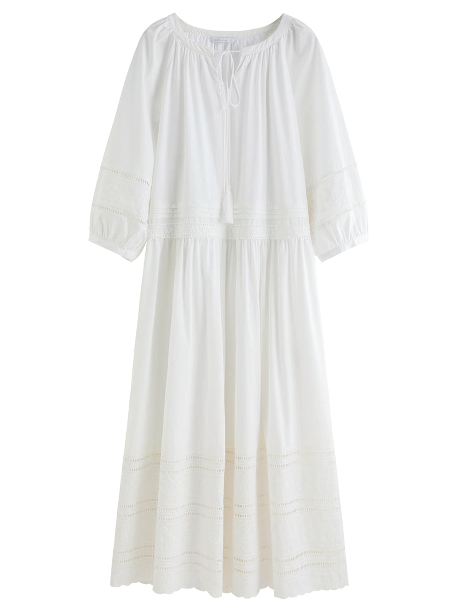 Relaxed Fit French-Inspired Lace Panel Dress