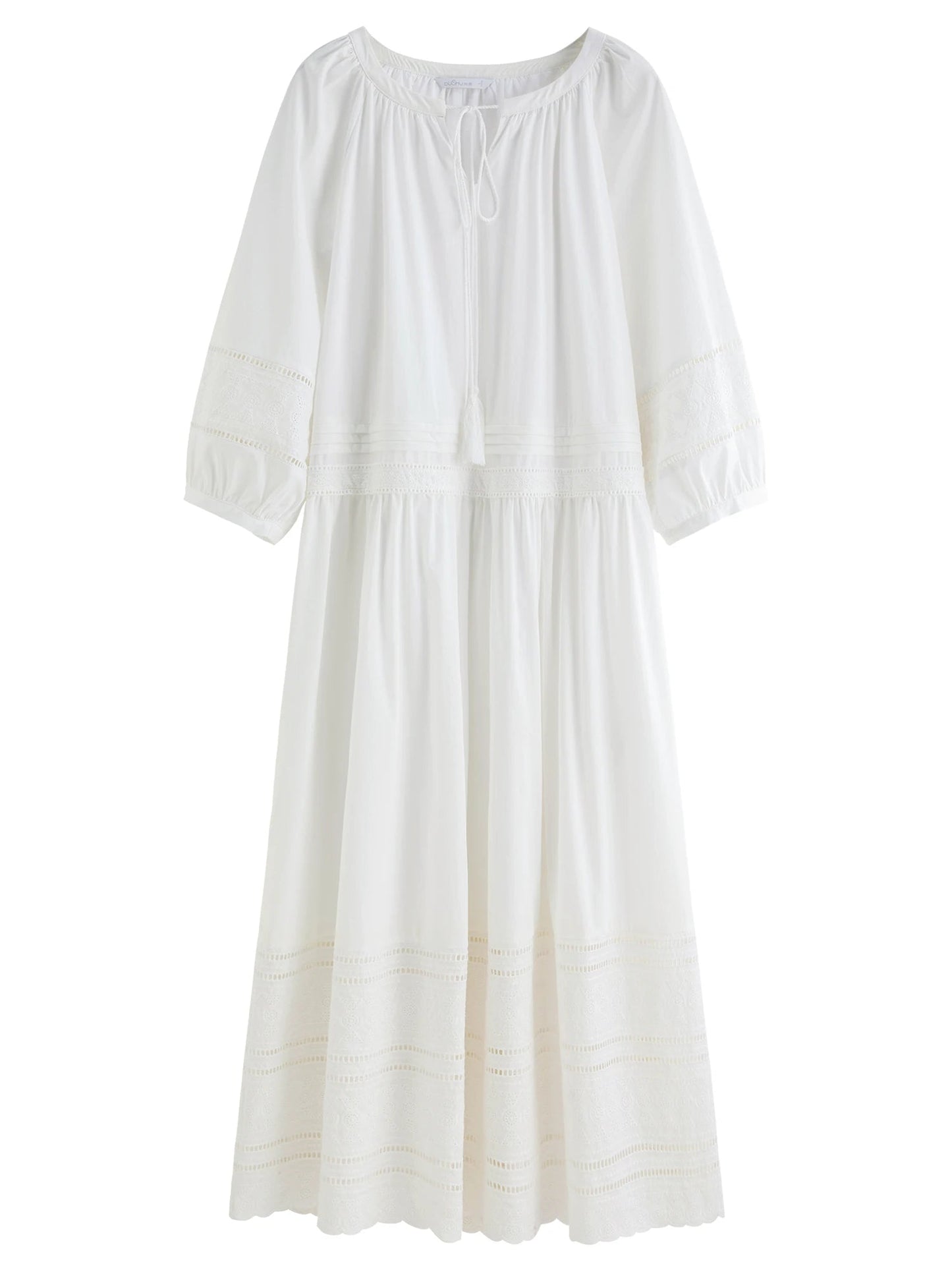 Vintage Embroidered Lace Maxi Dress Autumn Style Loran