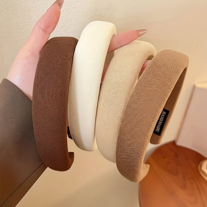 Solid Color Wide Sponge Headband for Women