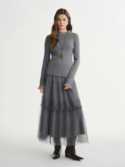 Ethereal Three-Color Mesh Straight Skirt LORAN STORE