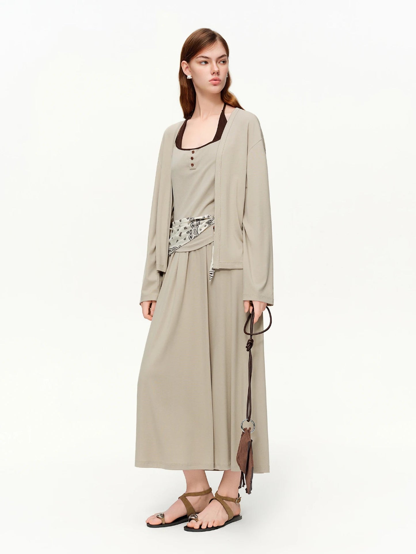 Spring 3-Piece Casual Skirt Suit Women's Color-Block Set Loran