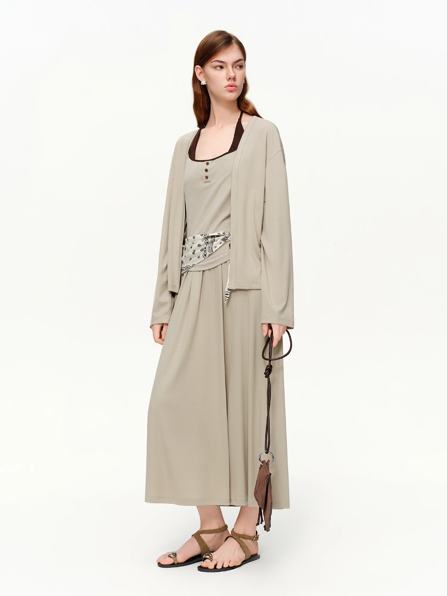 Spring 3-Piece Casual Skirt Suit Women's Color-Block Set Loran