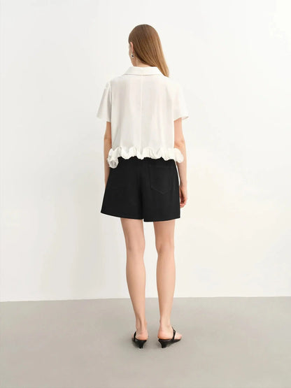 Chic Plus-Size Beaded Denim Shorts - Loran