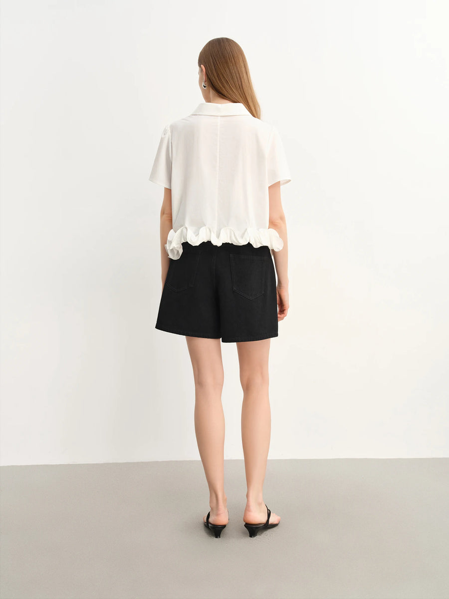 Chic Plus-Size Beaded Denim Shorts