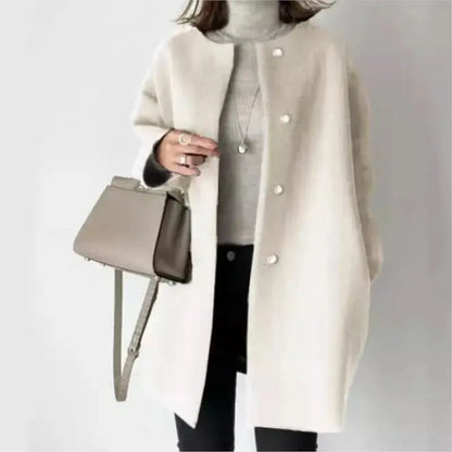 Elegant Wool Blend Mid-Length Coat - Loran