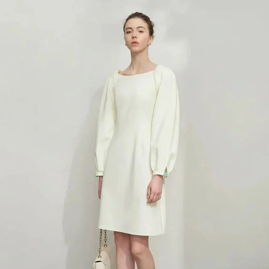 Minimalist Autumn Round Neck Dress - Loran