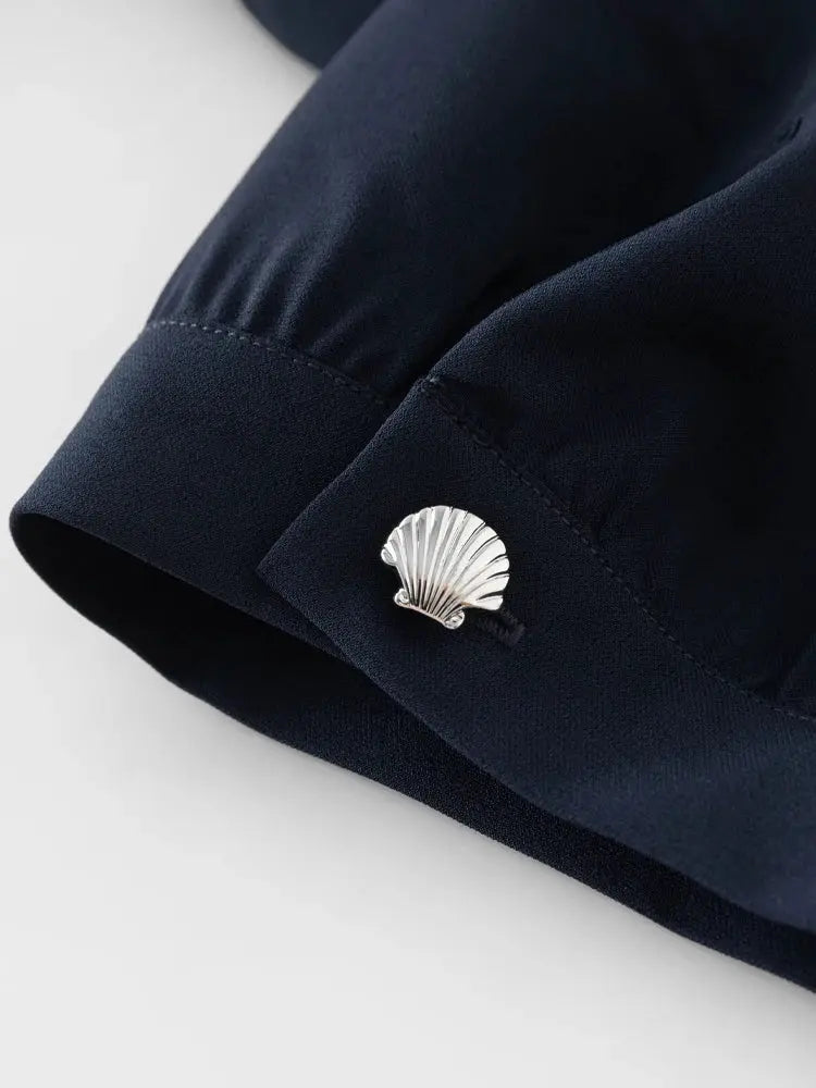 Chic Navy Contrast Zip Dress - Loran