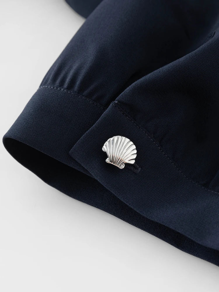 Chic Navy Contrast Zip Dress